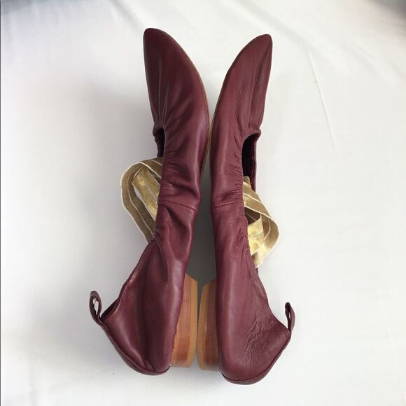 Free People Red Leather Flats Solitaire Pointed Toe Slip-On Shoes Size 11 New - Picture 5 of 11